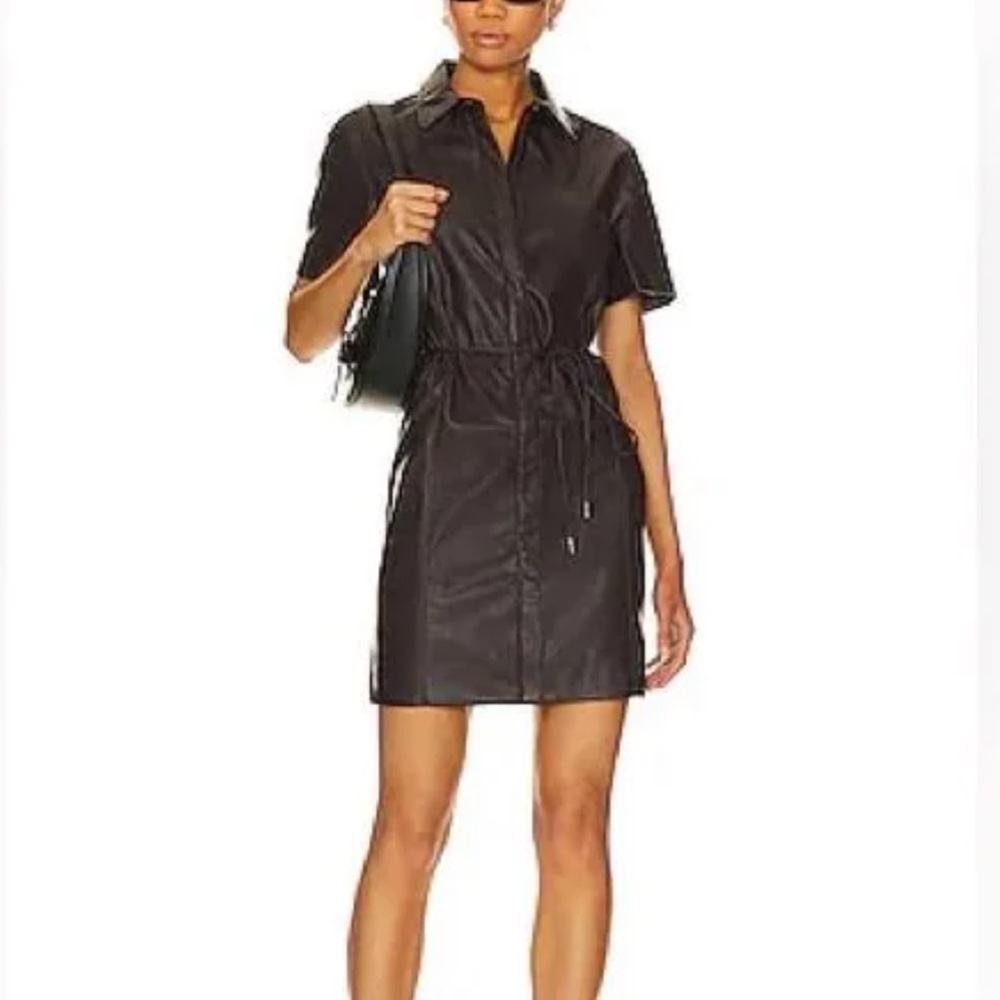 BCBG Revolve brown leather mini dress